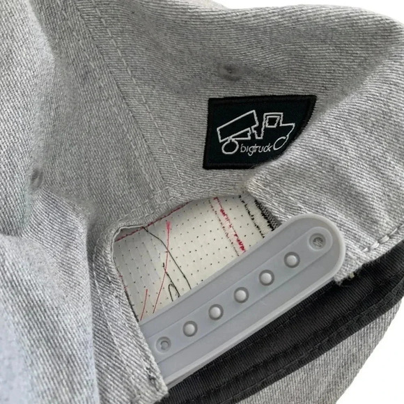 BIGTRUCK Gray Baseball Cap Downieville California Adjustable Snapback Flat Bill - Picture 3 of 5